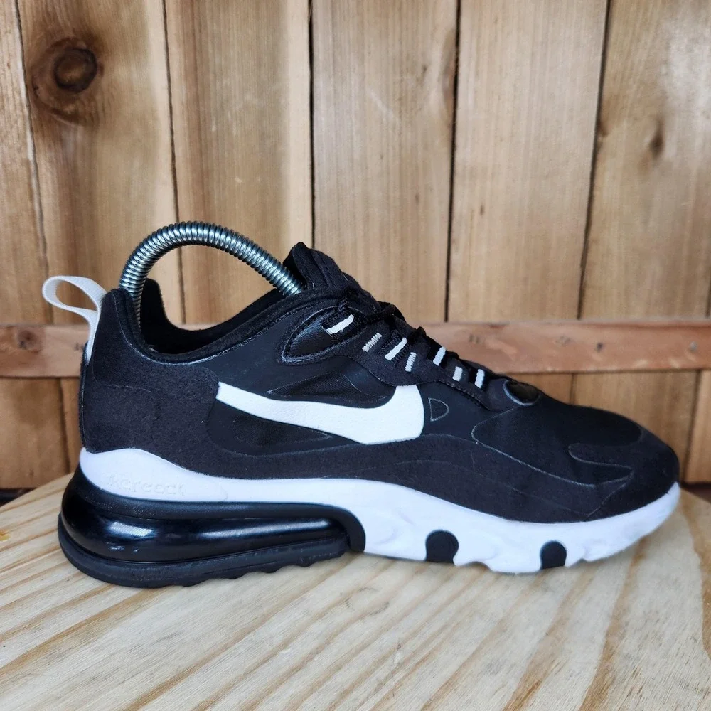 Nike Air‎ Max 270 React Shoes Womens 7.5 Black Mesh Running Sneakers AT6174-004